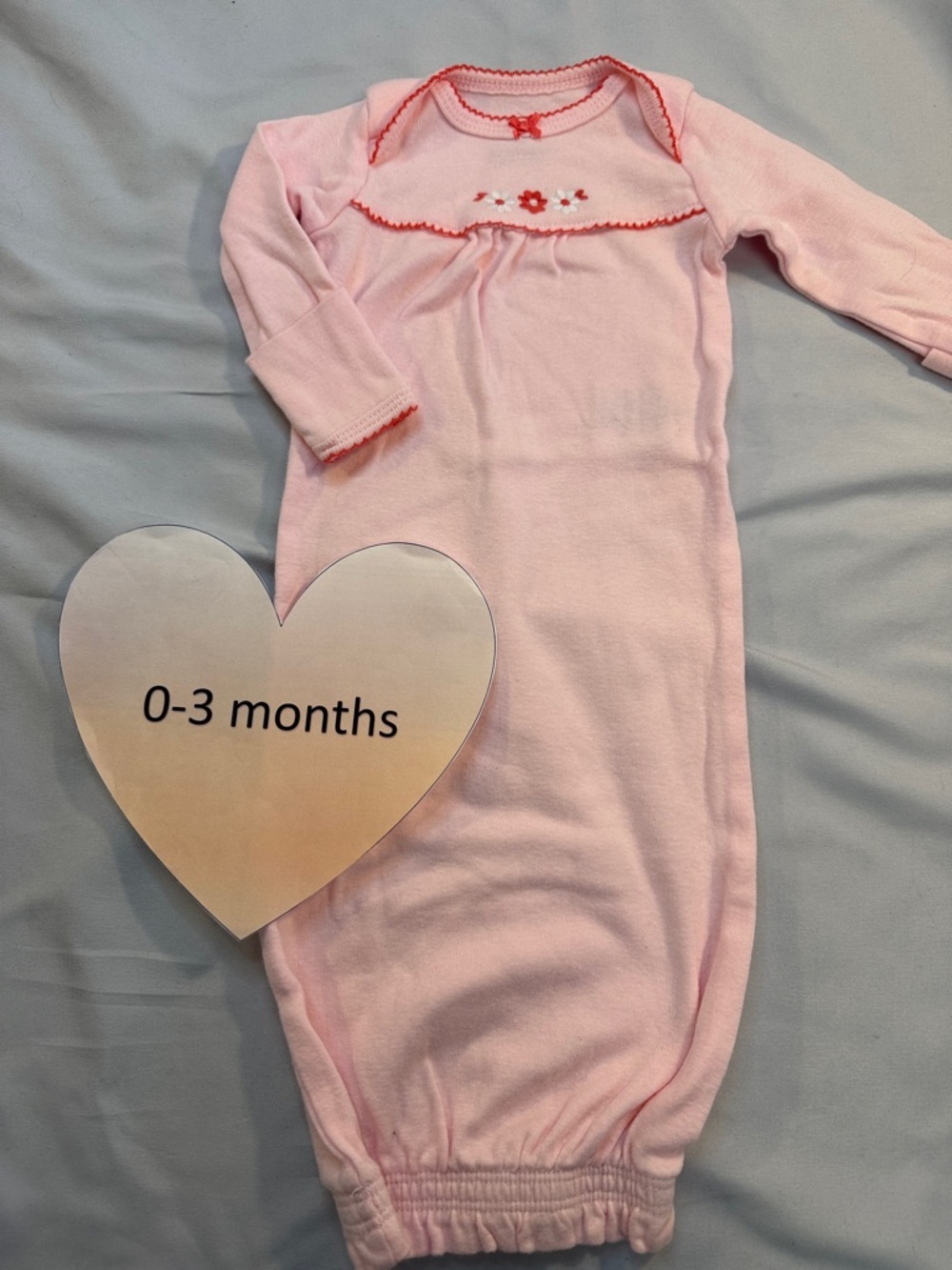 Carter's - Pink Baby Gown with Red Stitching